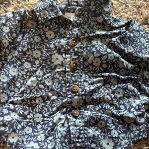 Okie Dokie Blue Floral Button Down Shirt